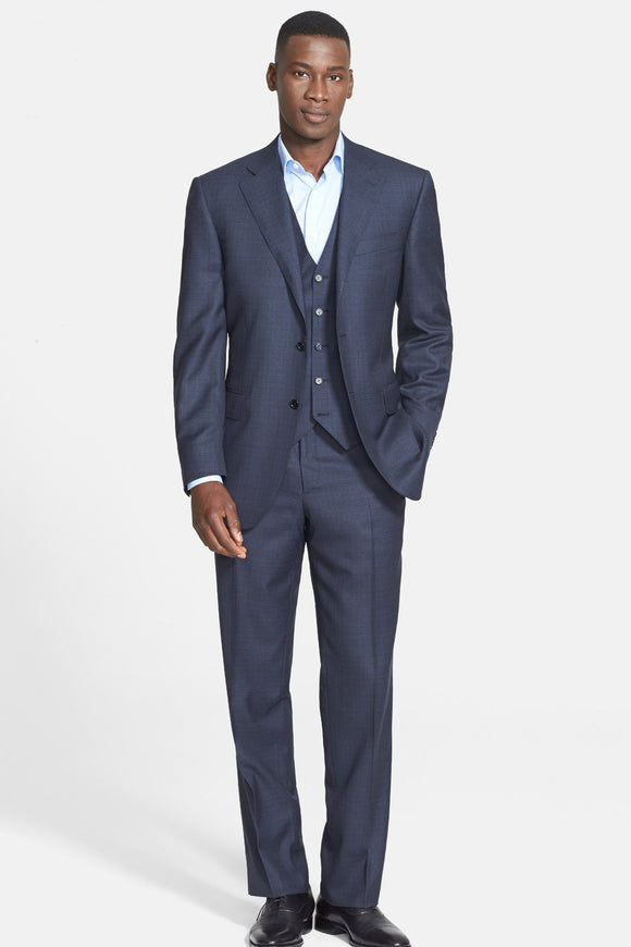 Classic Fit Three-Piece Check Suit