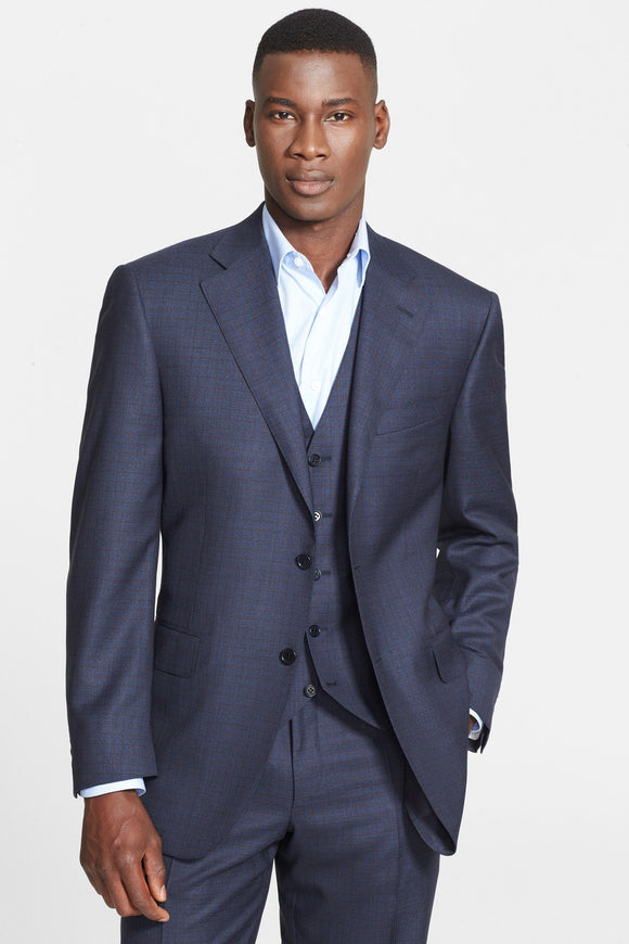Classic Fit Three-Piece Check Suit