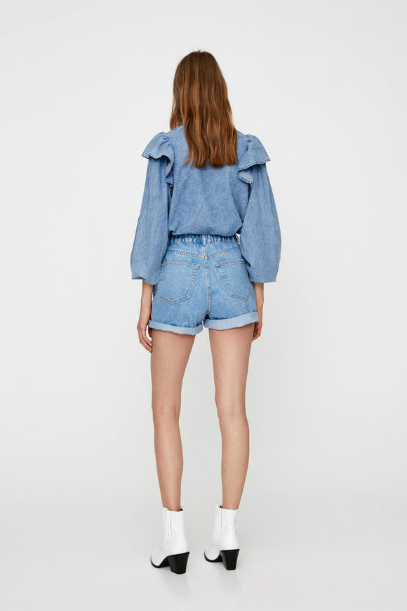 Mom Fit Shorts With Elastic Waist