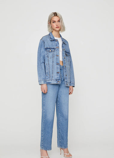 Oversized Denim Jacket With Buttons