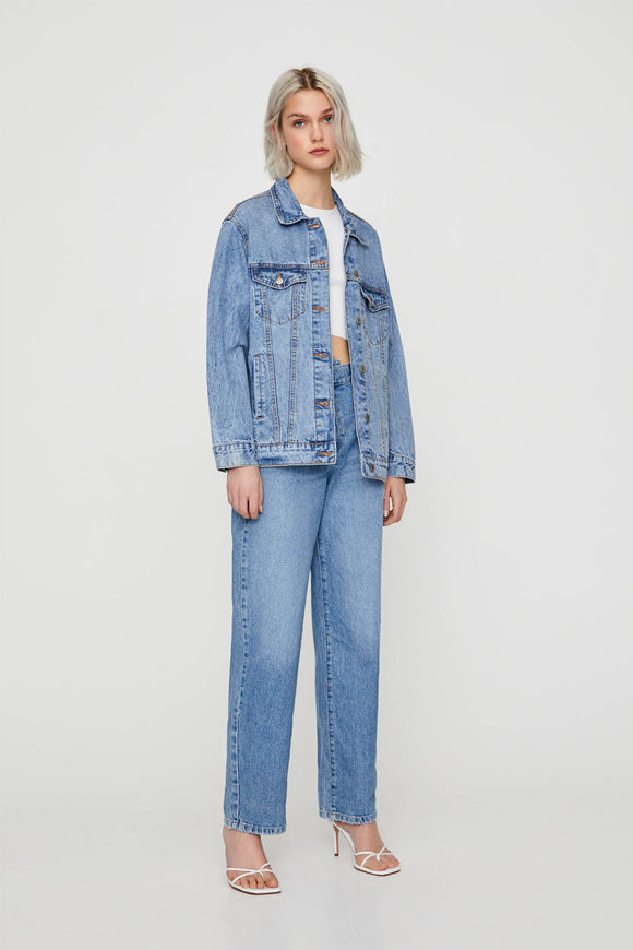 Oversized Denim Jacket With Buttons