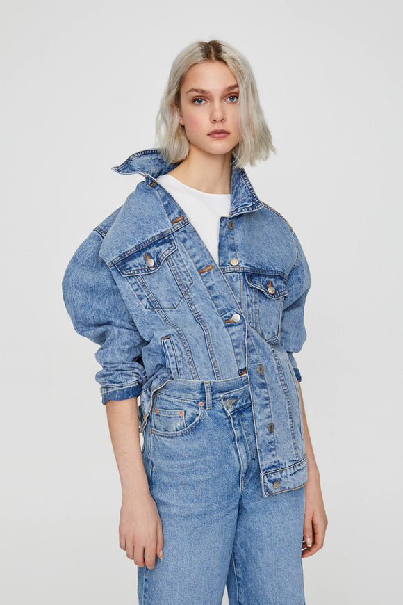 Oversized Denim Jacket With Buttons