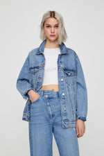 Oversized Denim Jacket With Buttons