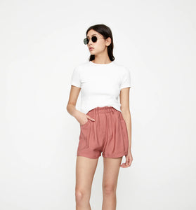 Plain Bermuda Shorts With An Elastic Waistband