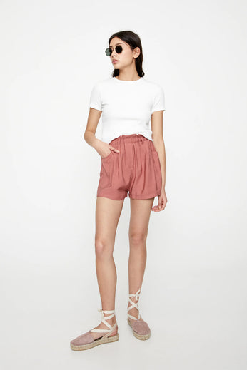 Plain Bermuda Shorts With An Elastic Waistband