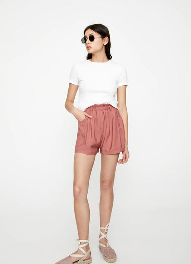 Plain Bermuda Shorts With An Elastic Waistband
